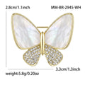 Shell Effect Butterfly Brooch With Clear Crystal Lower Wings view 6