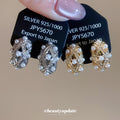 Oval Crystal Cluster Ear Clips in Gold and Silver Tones view 3