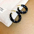 Fabric Wrapped Polka Dot Hoop Earrings in Three Colors view 8