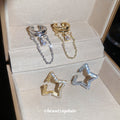Crystal Star Ear Cuffs with Chain and Open Star Options view 4