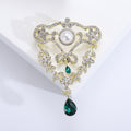 Ornate Pearl and Crystal Drop Brooch with Teardrop Dangle view 6