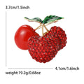 Three Cherry Brooch With Red Crystals and Green Leaves view 6