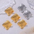 Irregular Square Fold Stud Earrings Textured Gold Steel Tone view 2