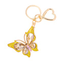 Gold Rhinestone Butterfly Heart Clasp Metal Keychain view 5