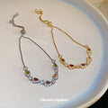 Multicolor Teardrop Crystal Gold Tone Adjustable Bracelet view 4
