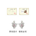 Silver Perfume Bottle Stud Earrings Pink Crystal Pearl Cap view 3