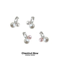 Silver Tone Cherry Shape Pearl Earrings In White And Pink White Styles view 1