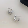 Silver Irregular Molten Texture Mini Hoop Stud Earrings view 4