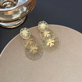 Gold and Silver Triple Open Radiating Disc Earrings view 4