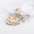 Green Gold Tone Sunflower Enamel Metal Brooch Pin for Jackets and Lapels view 4