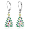 Multicolor Crystal Christmas Tree Leverback Drop Earrings view 1