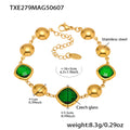 Gold Bead Cushion Czech Glass Stone Bracelet Colors view 11