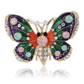 Enamel Butterfly Brooch Purple Green Orange Rhinestone Pearl view 5