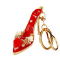 Enamel High Heel Keychain Rhinestone Rose Shoe Bag Charm view 5