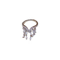 Silver Tone Open V Ring With Dangling Clear Crystal Fringe view 5