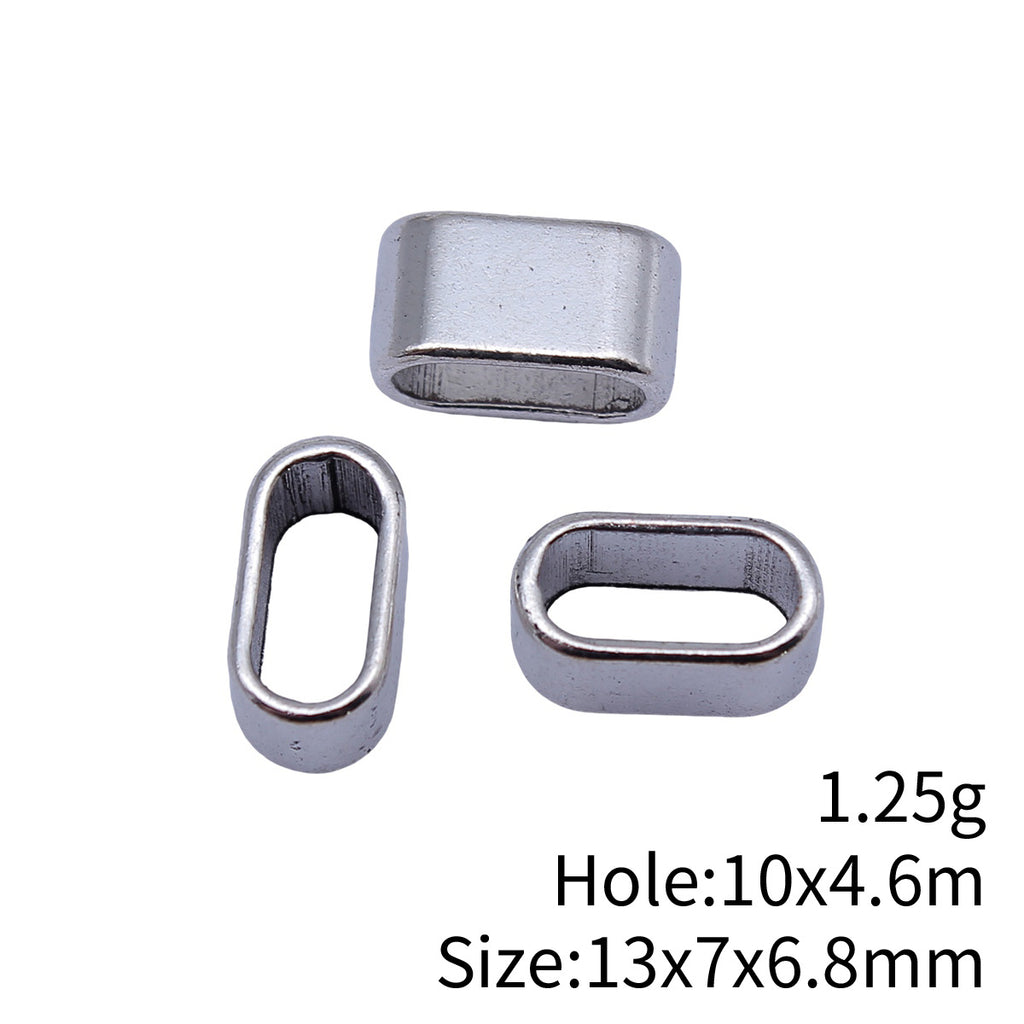 13x7x6.8mm 1.25g Antique Silver Zinc Alloy Oval Large Hole Button Round Beads for Bracelet Necklace DIY