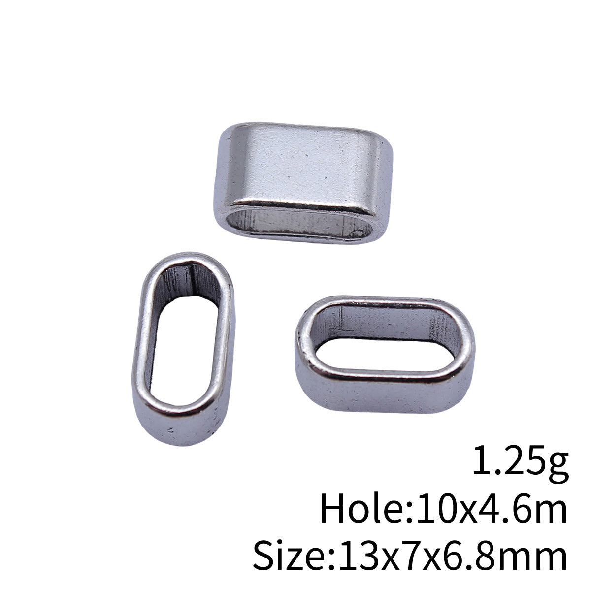 13x7x6.8mm 1.25g Antique Silver Zinc Alloy Oval Large Hole Button Round Beads for Bracelet Necklace DIY