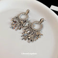 Silver Tone Textured Circle Fringe Drop Earrings With Disc Charms view 4