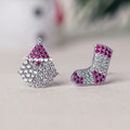 Silver Tone Crystal Stocking And Santa Stud Earrings view 1
