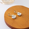 Gold Tone Camellia Flower Drop Earrings Mother Of Pearl view 4