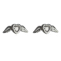 Silver Heart Angel Wing Clear Crystal Stud Earrings view 5