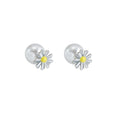 Pearl Look Daisy Flower Double Sided Stud Earrings view 5