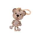 Articulated Jeweled Tiger Figure Keychain with Gold Tone Hardware view 5