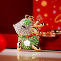 Crystal Sitting Deer Keychains with Gold Tone Rings and Braided Straps view 8