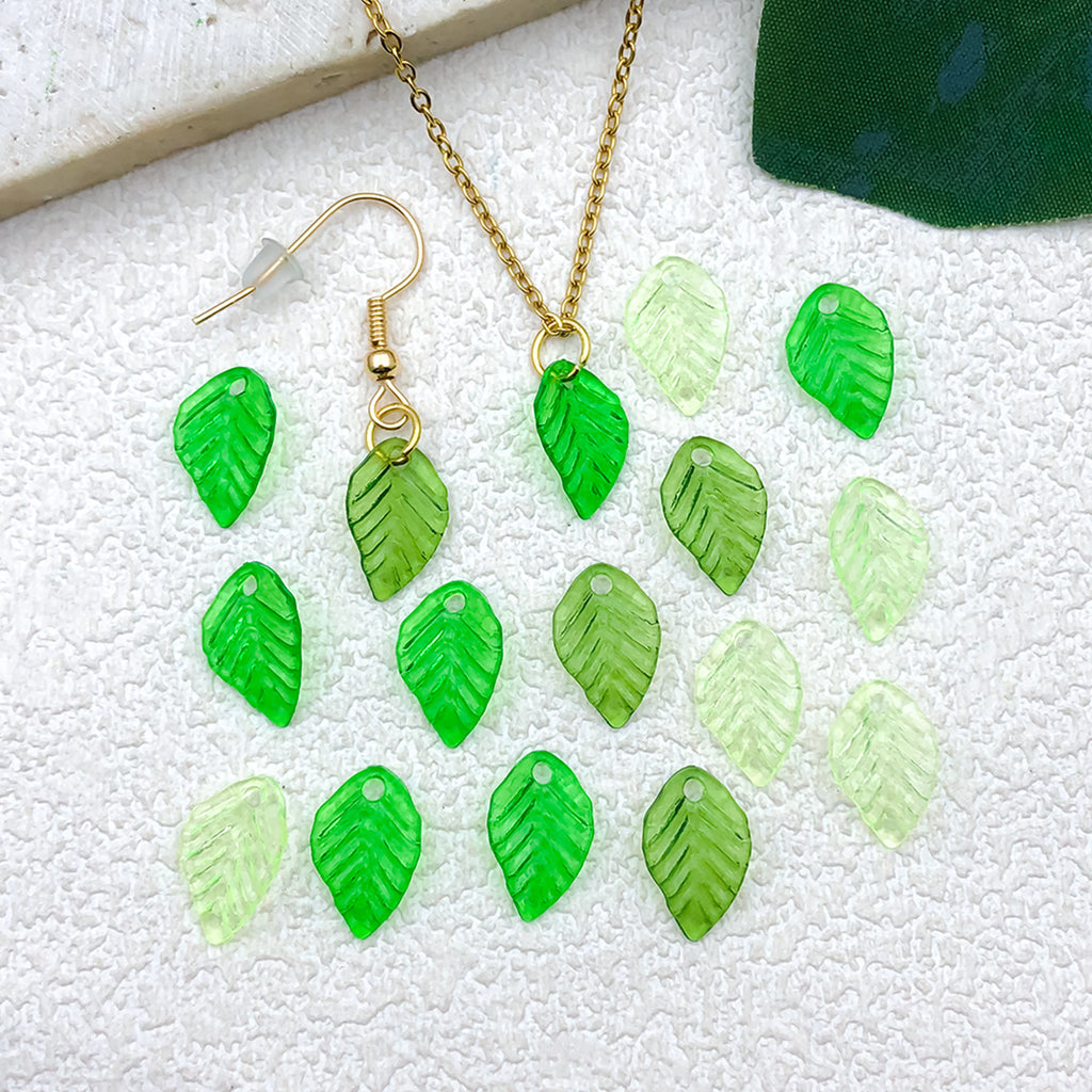 Acrylic Leaf Charm Pendants