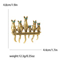 Six Cats On Fence Brooch Green Eyes Gold Silver Tone Pin view 7
