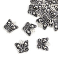 Antique Silver Tone Engraved Butterfly Charms with Loop view 5
