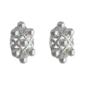 Silver Lattice Mesh Multi Pearl Stud Earrings Matching Pair Style view 5