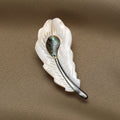 White Shell Feather Brooch With Abalone Accent for Jackets Scarves and Lapels view 4