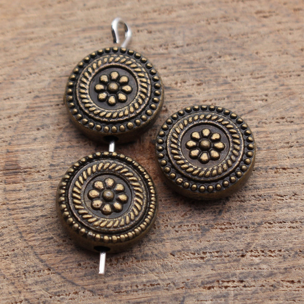 11x11x4.6mm 2g Multi-Color Zinc Alloy Flower Pattern Round Spacer Beads for DIY Bracelet Jewelry