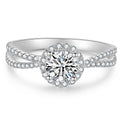 White Metal Round Halo Split Shank Ring Clear Center Alloy view 2