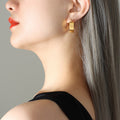 Open Heart Hollow Hoop Earrings Gold Or Steel Latch view 3