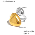 Open Dual Pebble Smooth Metal Rings Gold Steel Two-Tone view 6