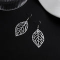 Gold and Silver Openwork Leaf Long Hook Dangle Earrings view 7