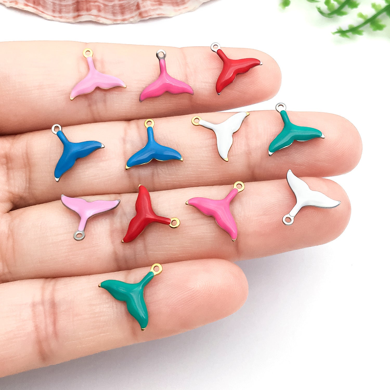 Enamel Stainless Steel Mermaid Tail Charm Pendant for DIY Bracelet Necklace Jewelry — 10mm