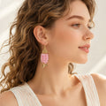 Pink Layered Scale Fish Gold Tone Novelty Hook Earrings view 2