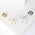 Mini Zircon Bow Brooch Gold or Silver Pin Back Metal Pin Brooch view 1
