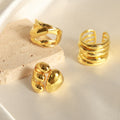 Gold Open Statement Rings Interwoven Pad and Multi Ridge view 4