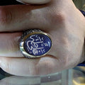 Antique Silver Arabic Calligraphy Black Oval Stone Ring Sizes 6-10 view 3
