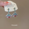 Multicolor Fan Crystal Drop Earrings with Reflective Details view 4