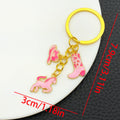 Black Brown White and Pink Western Horse Metal Keychain Set view 9