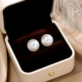 Classic White Pearl Look Round Stud Earrings in Two Sizes view 2