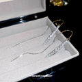 Silver Tone Teardrop Chain Long Threader Drop Earrings view 4