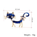 Blue Gold Tone Cat Crystal Enamel Metal Brooch Pin view 2
