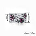 Silver Tone Pink Floral Filigree Wide Band Statement Ring view 4