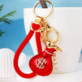 Jeweled Dollar Money Pouch Keychains in Red Purple and Gold view 4